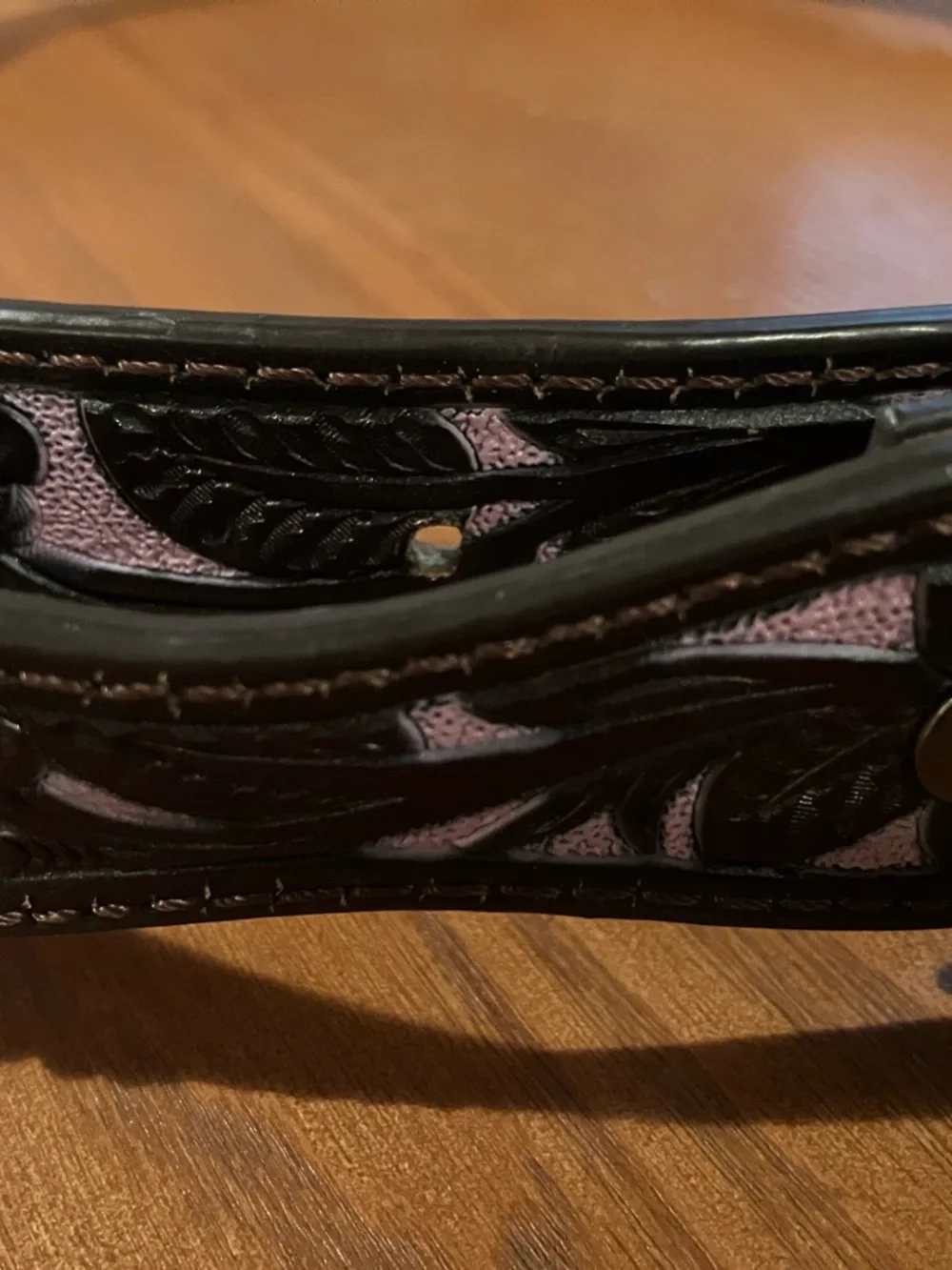 Ariat Girls Black and Purple Leather Belt with Silver Buckle and Rhinestones